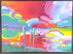 Cuadro original de Peter Max «Sunset Reeds III», 1997, firmado, acrílico sobre lienzo