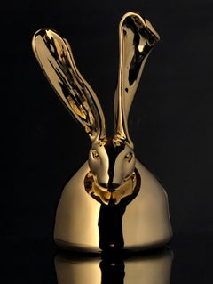 Hunt Slonem Escultura de bronce de Midas con oro chapado en 24 quilates, edición firmada de 6 ejemplares