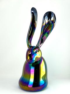 Hunt Slonem „Lavina“ – Handgeblasener Glas-Hase – Skulptur der zeitgenössischen Kunst