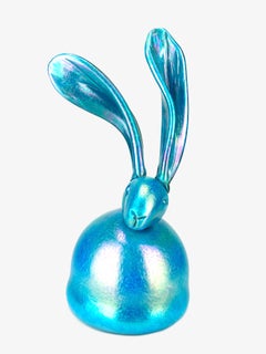 Hunt Slonem „Sula“ – Skulptur aus mundgeblasenem Glas in Form eines Hasen, zeitgenössische Kunst