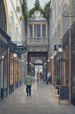 Le Temps Qui Passe- 21st Century Contemporary Painting of a Gallery Passage