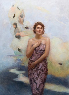 „Dream“ – Zeitgenössisches Gemälde des 21. Jahrhunderts, das eine weibliche Figur darstellt