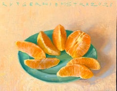 Des oranges sur un plat vert – Nature morte contemporaine néerlandaise du XXIe siècle
