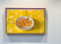 Orange sur fond jaune – Nature morte contemporaine néerlandaise du XXIe siècle