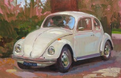 Classic Beetle- 21st Century Contemporary Plein Air Painting of a Classic Beetle