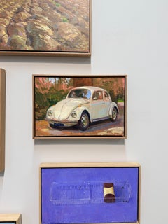 Classic Beetle- 21st Century Contemporary Plein Air Painting of a Classic Beetle