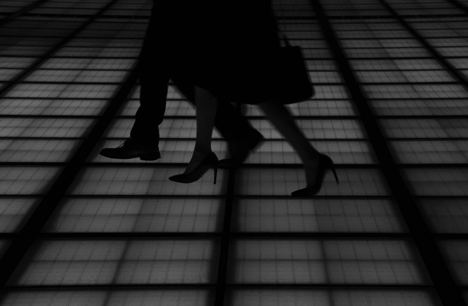 Brian Pearson Black and White Photograph - Pedestrians at Tokyo International Forum, Tokyo, 2015