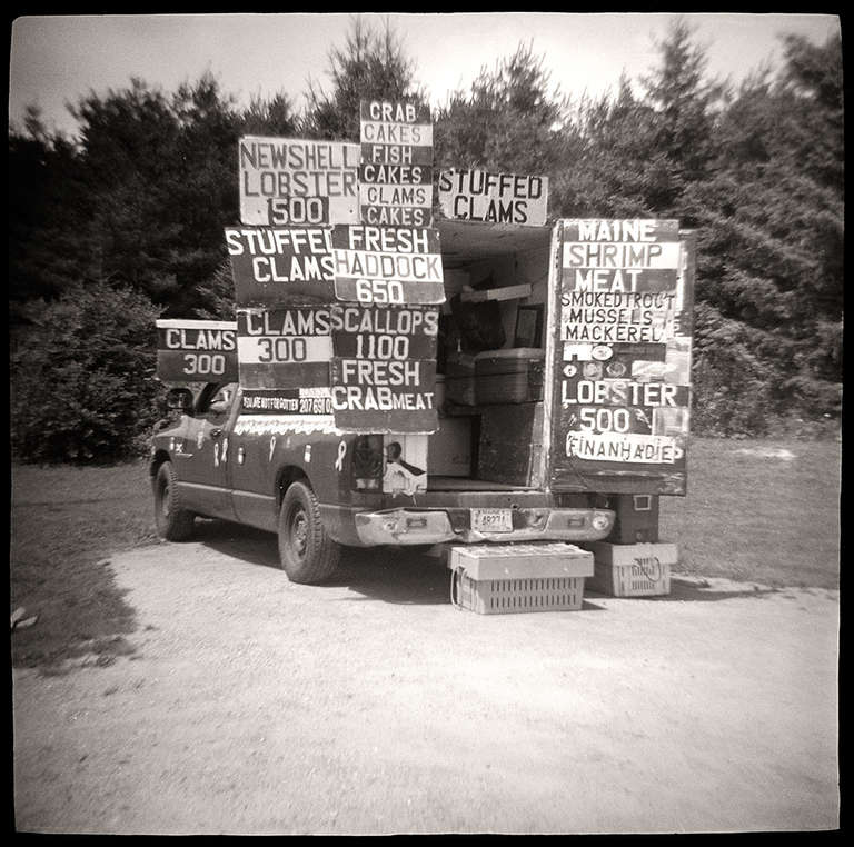 Gordon Stettinius Black and White Photograph - Seafood Truck, US Route 1, ME