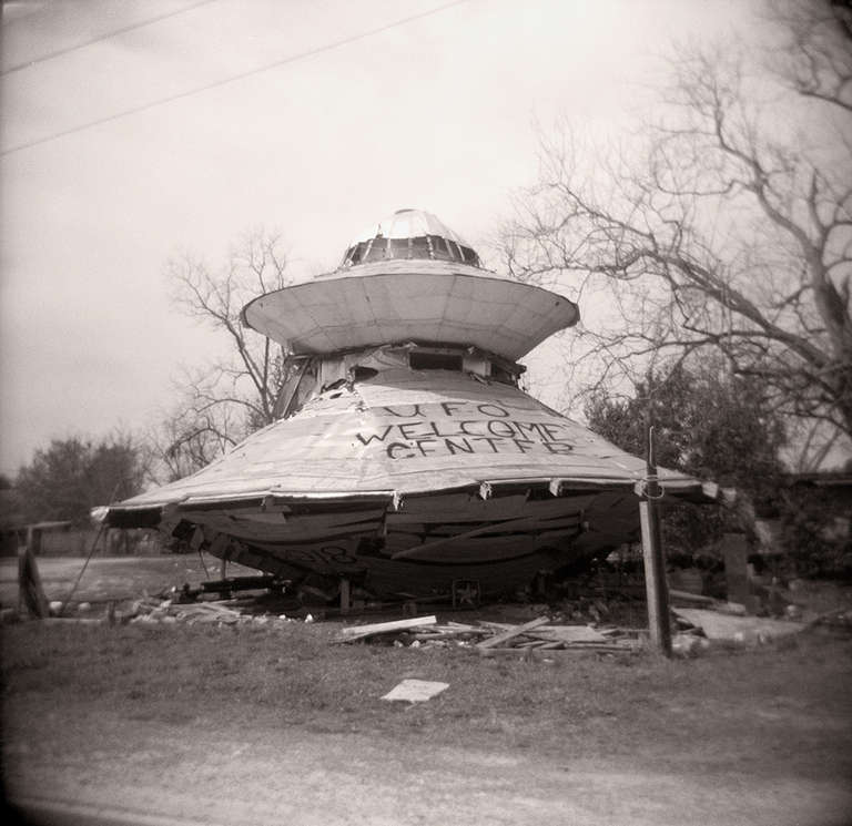 Gordon Stettinius Black and White Photograph - UFO Welcome Center, Bowman, SC