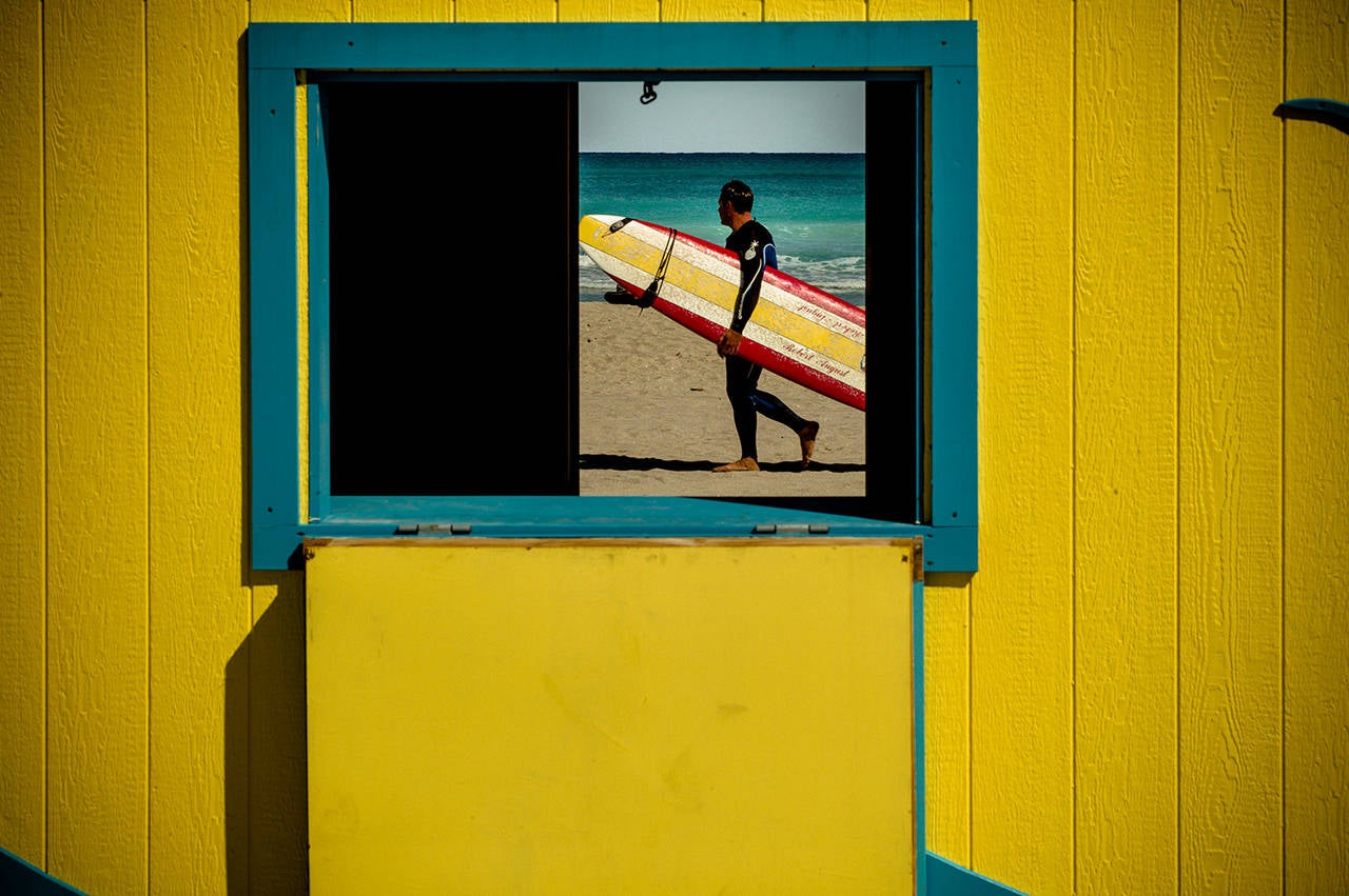 David Saxe Color Photograph - Surfer, Hollywood Beach