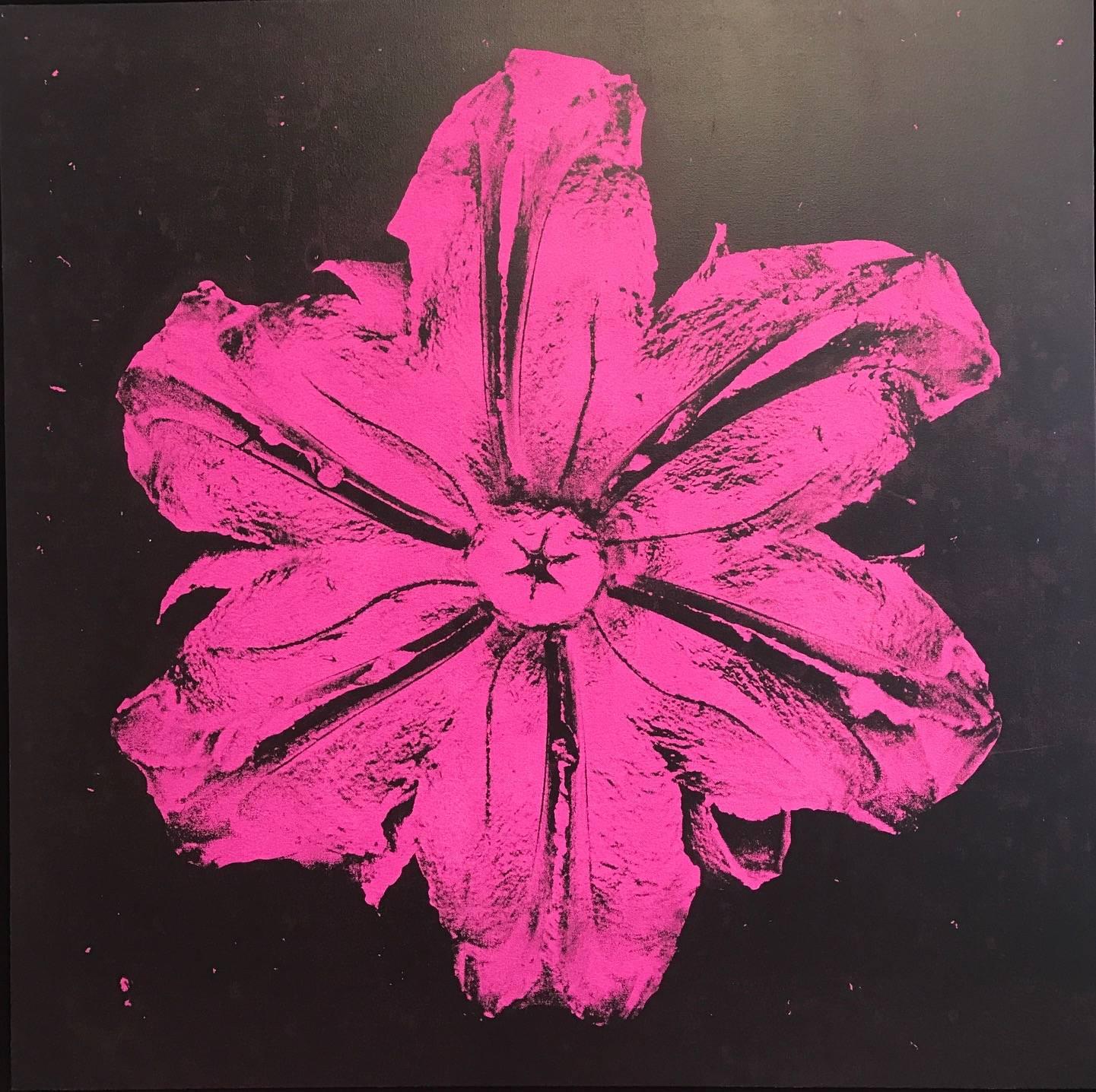 Power Flower N-3 (Pink on black) - Painting by Rubem Robierb