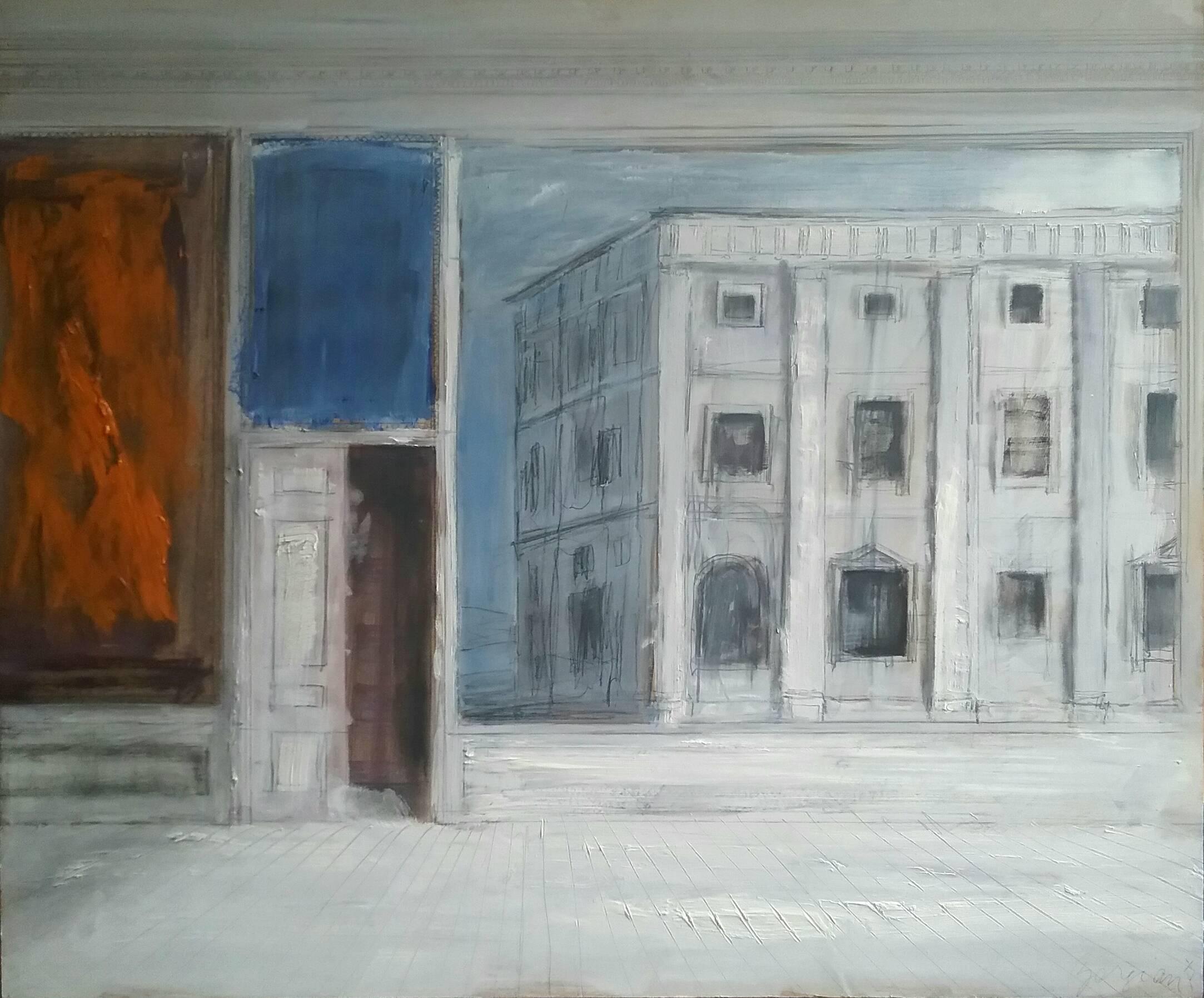 Pierre Bergian Interior Painting - Fire Left, Building Right