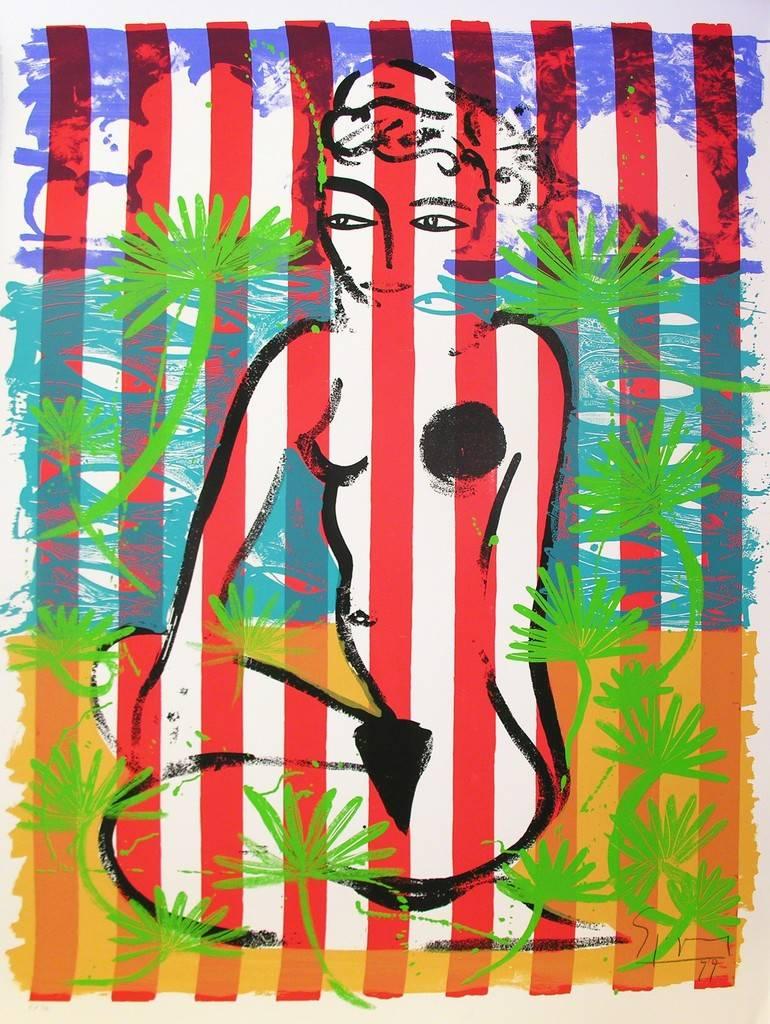 Stefan Szczesny Nude Print - Nude on Red Stripes