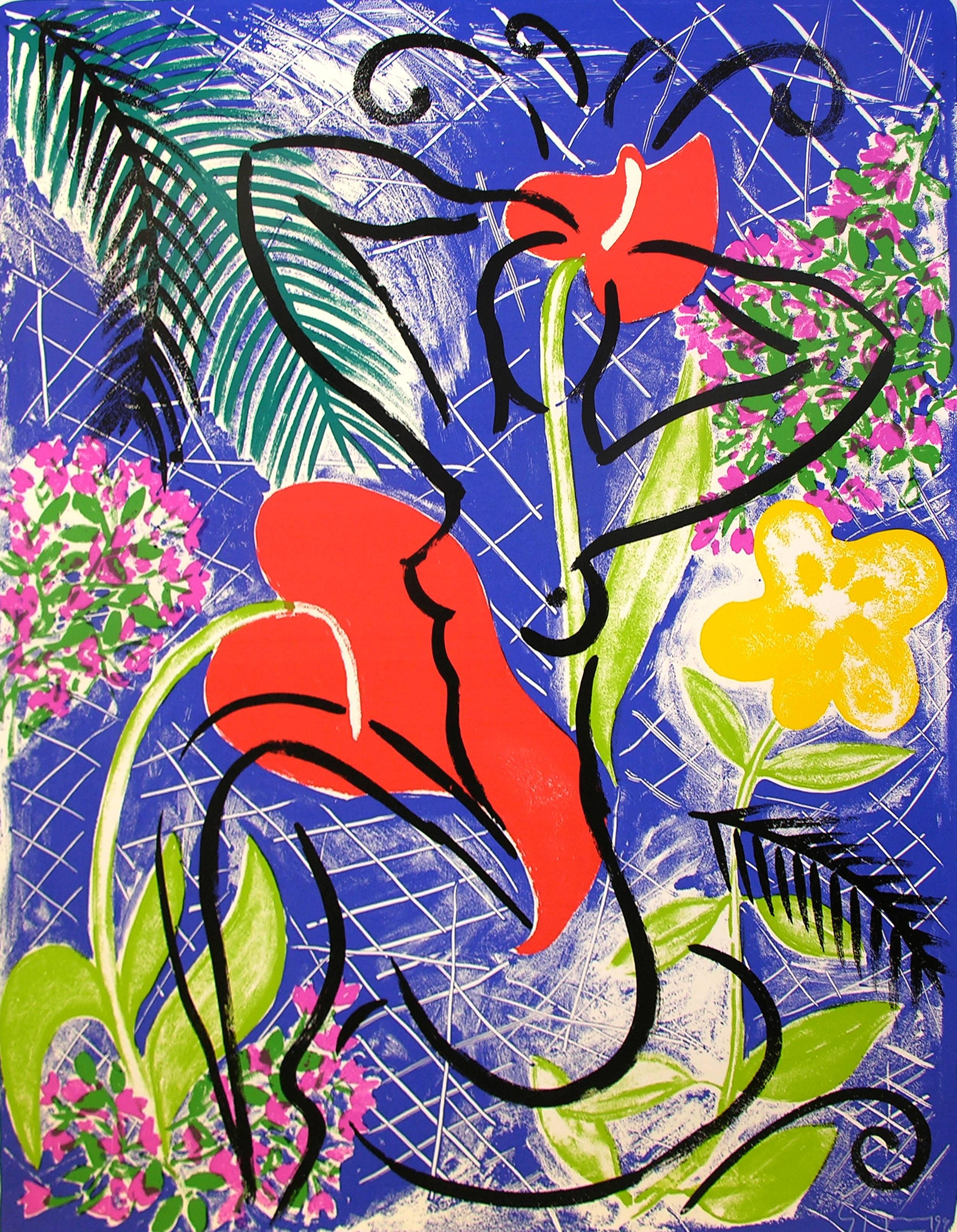 Stefan Szczesny Nude Print - Red Flowers