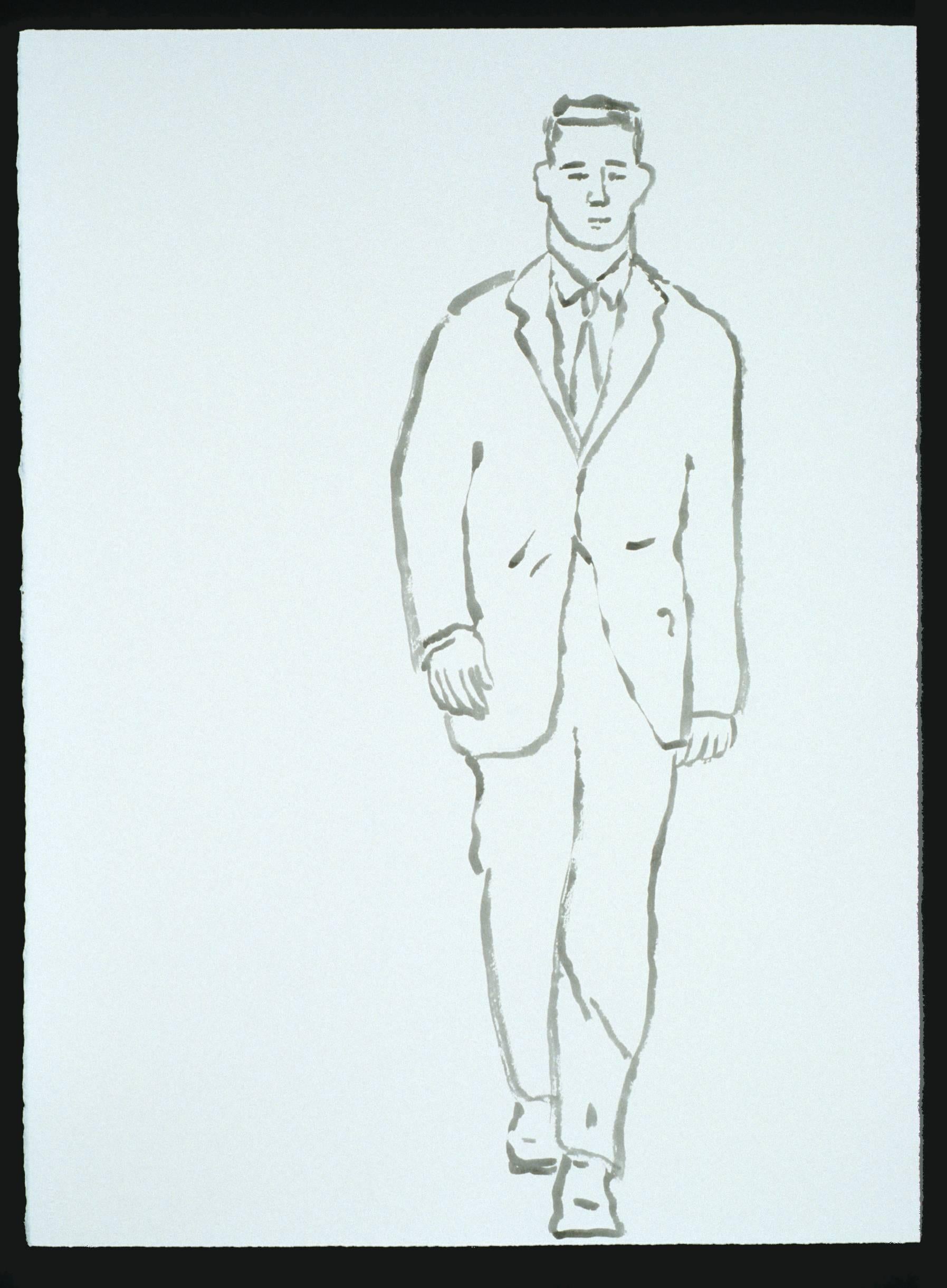 Tom Strider Figurative Art - Untitled (suit, striding) from the series A Job to Do