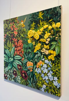 Garden with a Hummingbird - Acrylic on Linen by Brittany Fanning