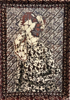 Batin, 2026, Archival pigment print, upholstered frame, 46 1/2 x 34 inches