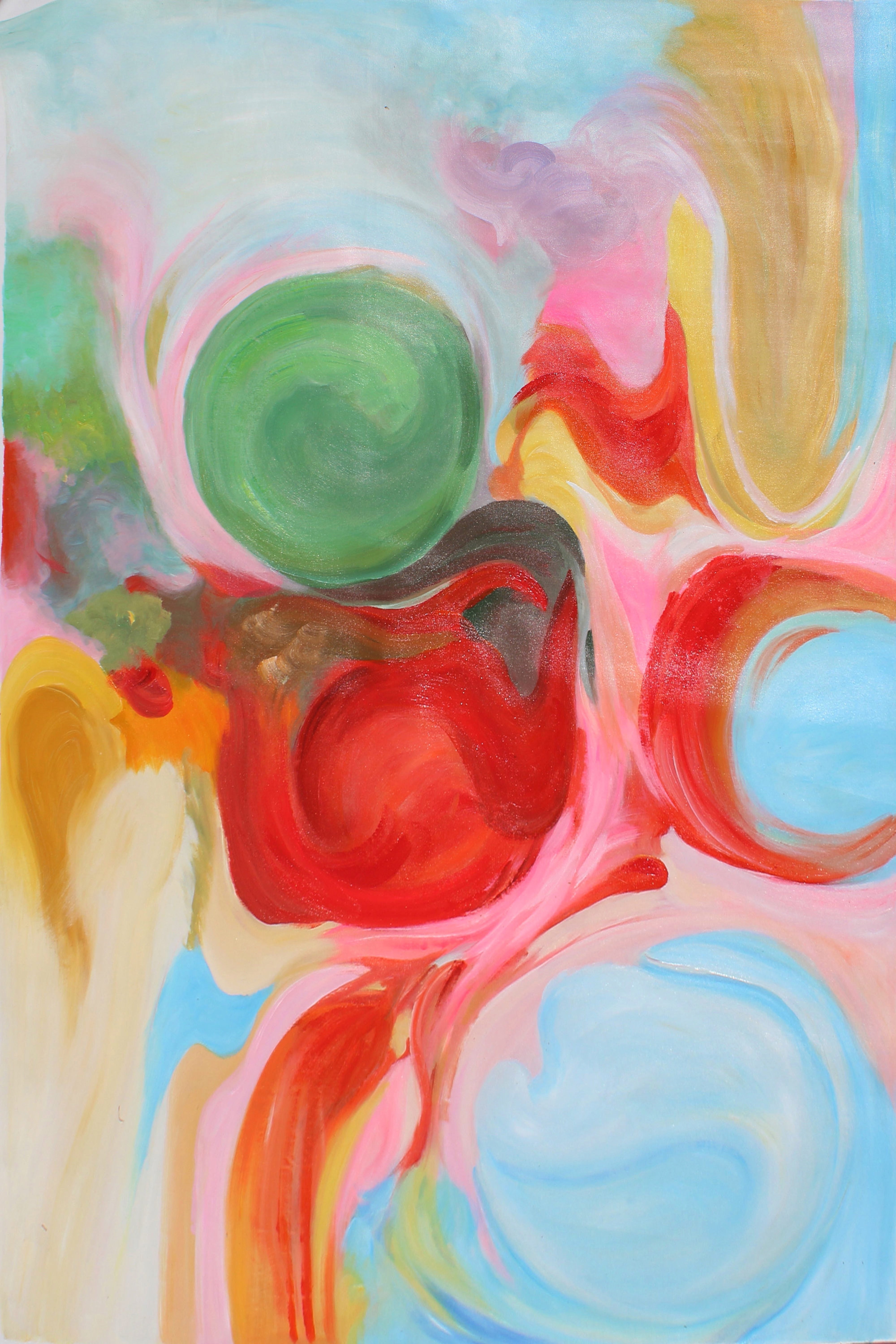 Irena Orlov Blue Pink Abstract Oil Painting on Canvas 48 x 48