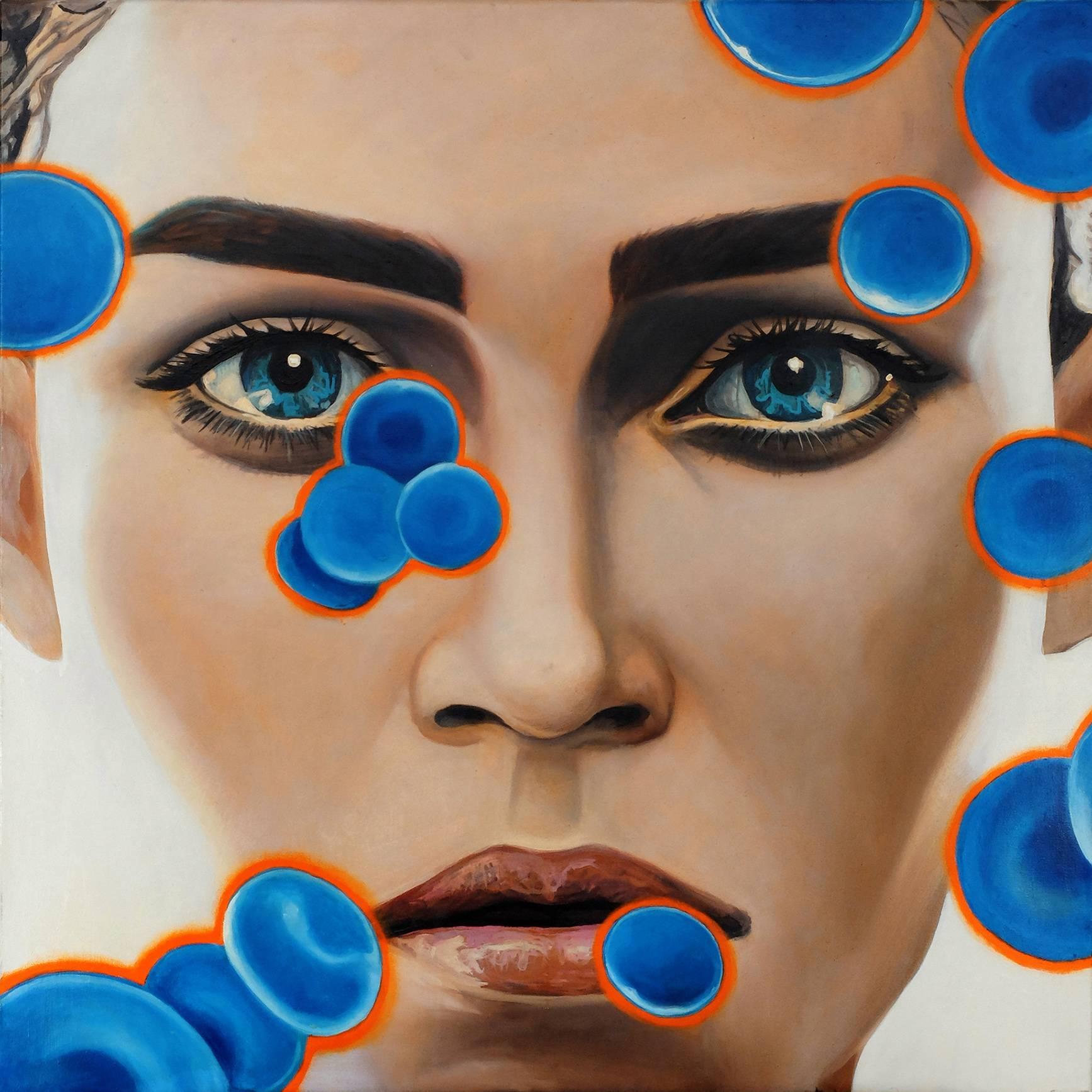 Manzur Kargar Portrait Painting - Blue Blood Cells 5