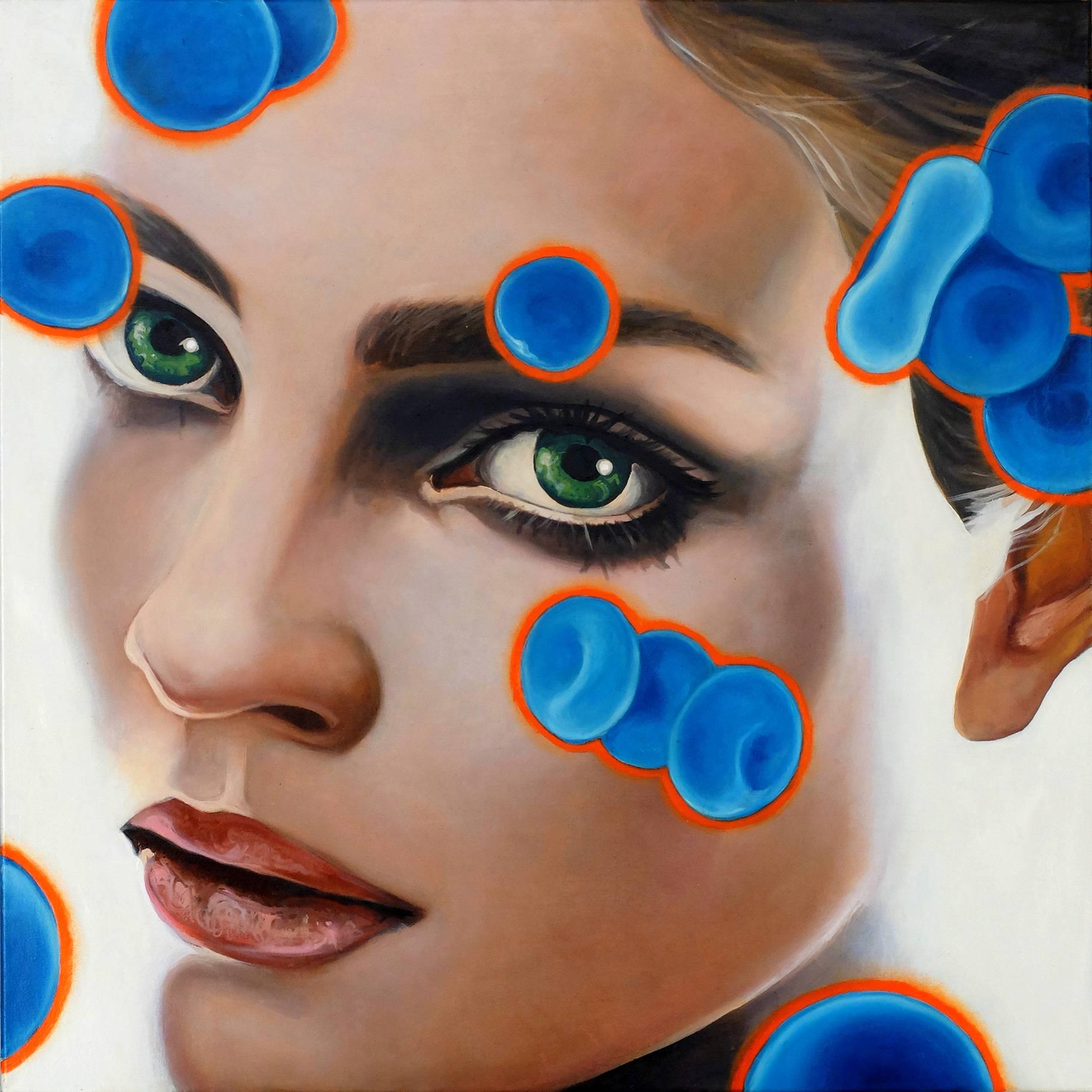 Manzur Kargar Portrait Painting - Blue Blood Cells 6