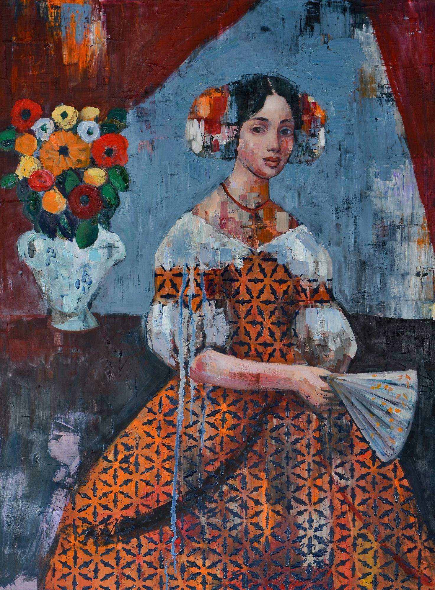Rimi Yang Figurative Painting - Flower and Madam