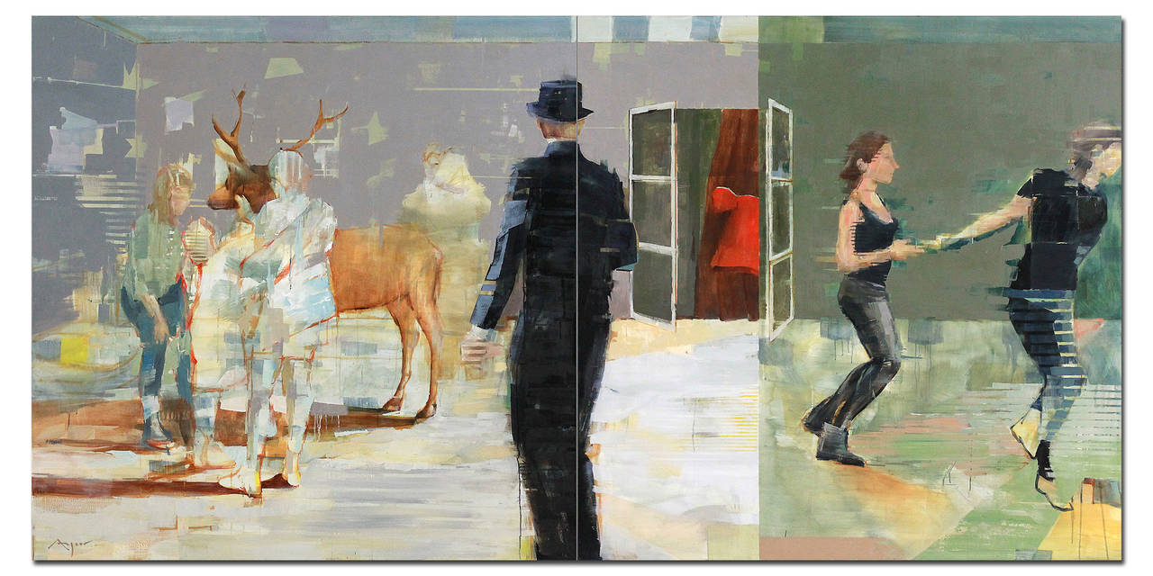 Michael Azgour Figurative Painting - New Year's Eve (diptych)