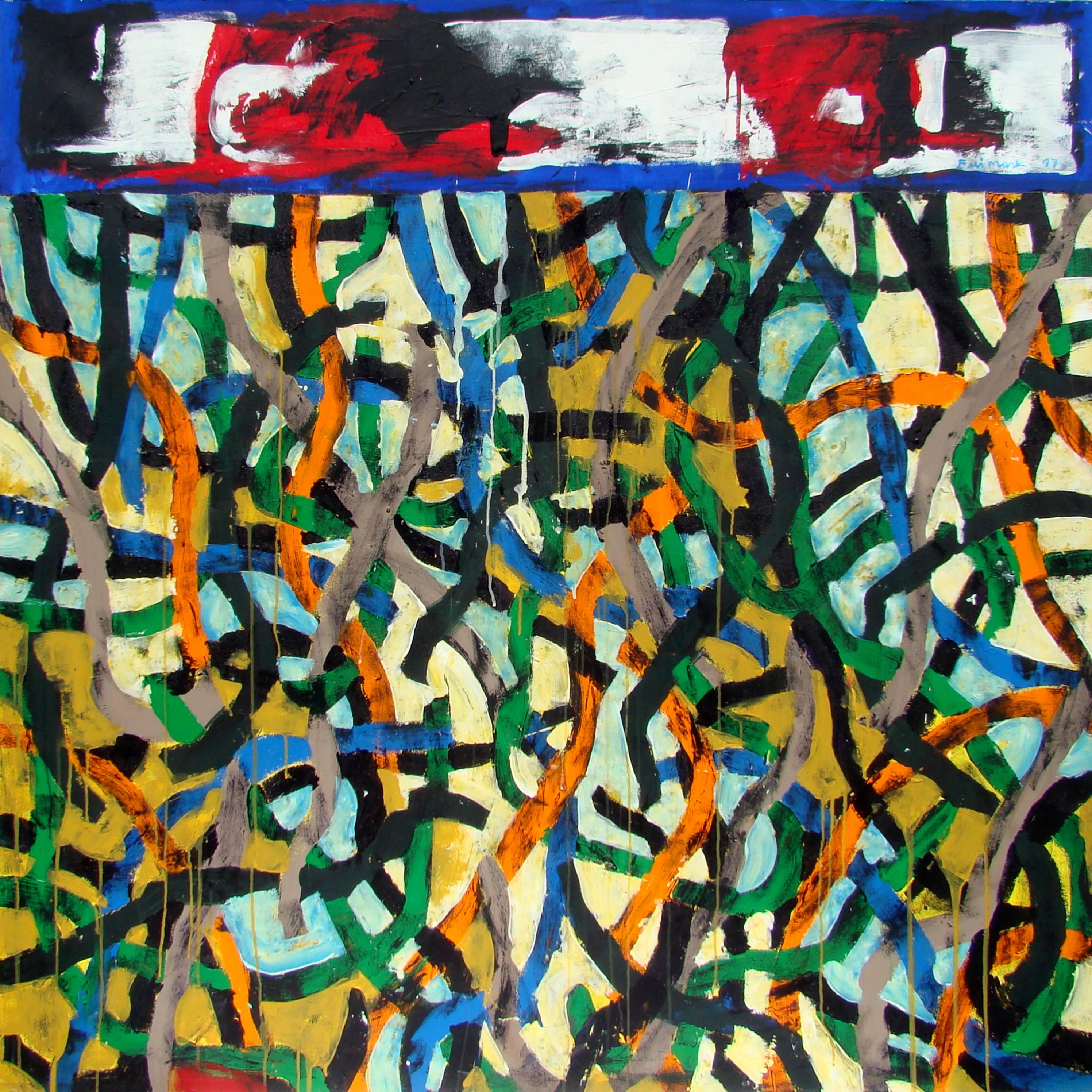 Robert Freimark Abstract Painting - Immigration Blues