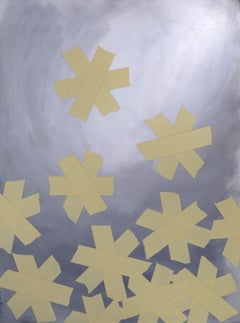 Asterisks, tape, monochromatic, paint, canvas, small