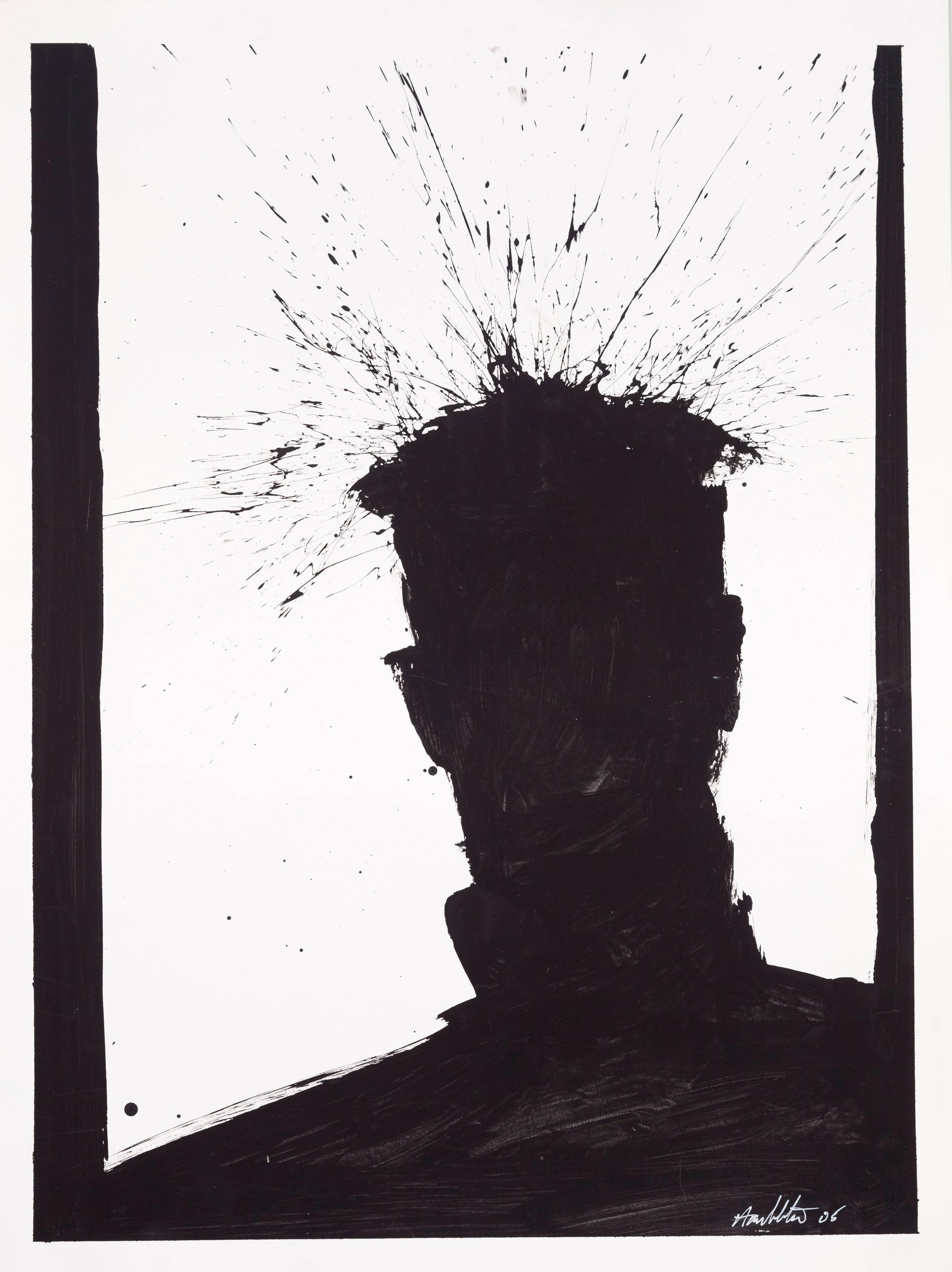 Richard Hambleton Figurative Painting - Head (Black and White)