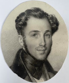 French romantic School, Portrait of a young man, drawing