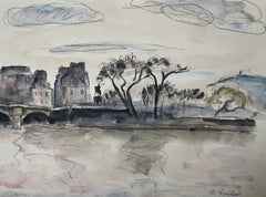 Maurice Asselin (1882-1947) View of the Pont Neuf, Paris, watercolor signed