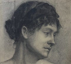 Albert-Paul Guilmet (1853-1924) Portrait of a young woman, signed drawing