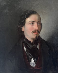 Retrato de un joven, escuela romántica, hacia 1840-1855, óleo sobre lienzo