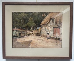 Paul Lecomte (1842-1920) A Farm in Kerlagadic, Brittany, signed watercolor