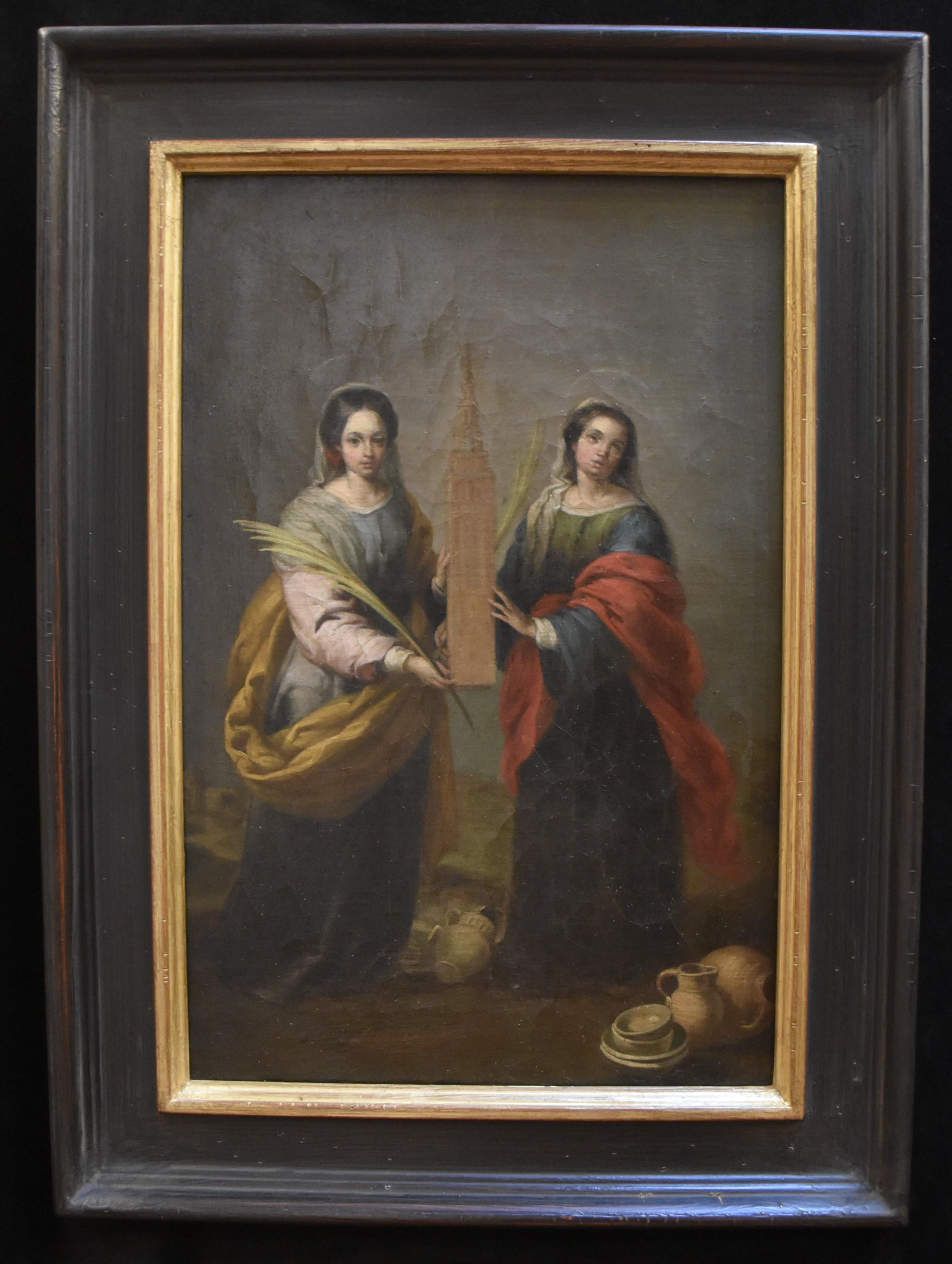 Spanish School 19th century, Santa Justa and Santa Rufina, oil on canvas - Painting by Unknown