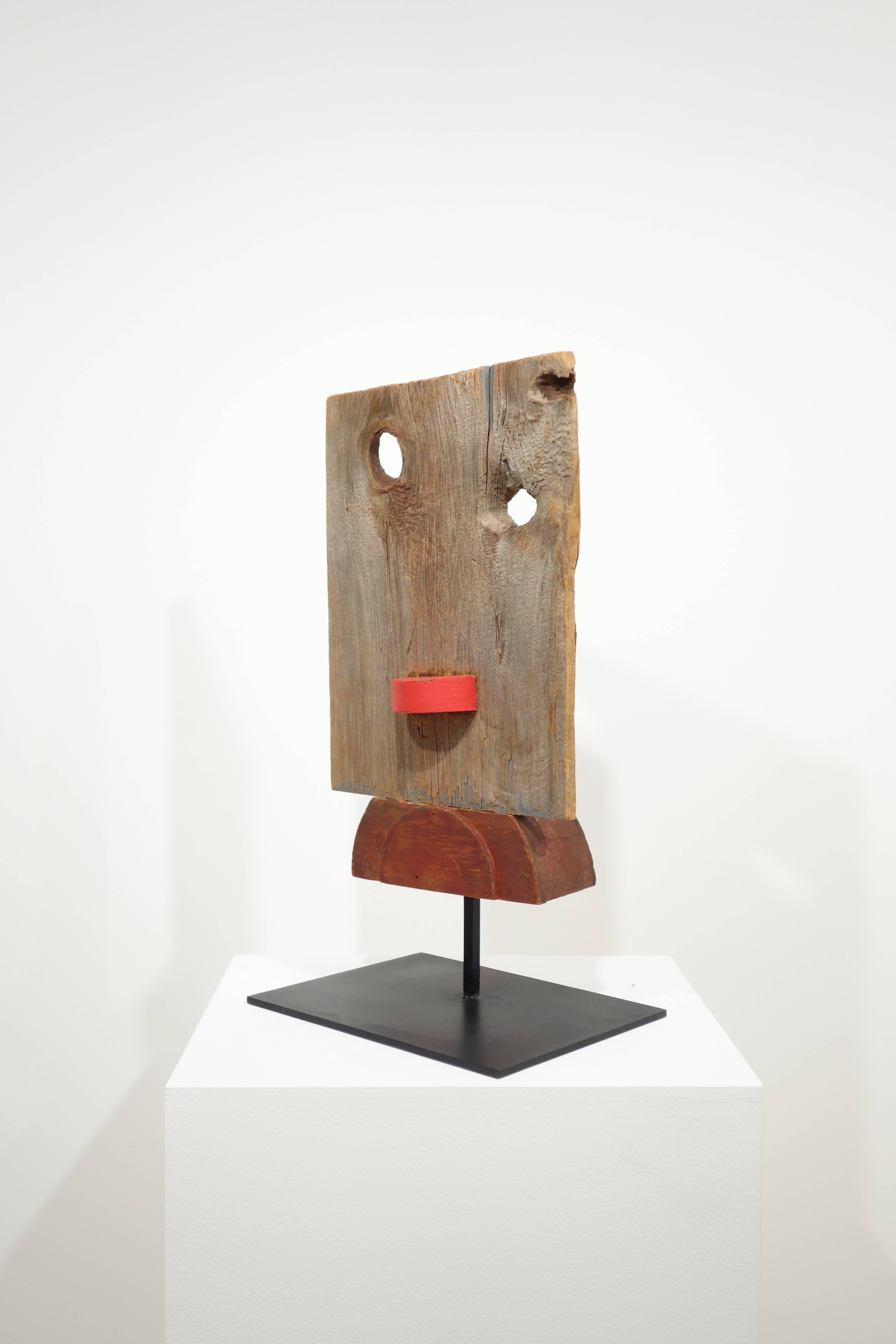 Board Head with Knot Hole Eyes - Sculpture by Ivan Chermayeff