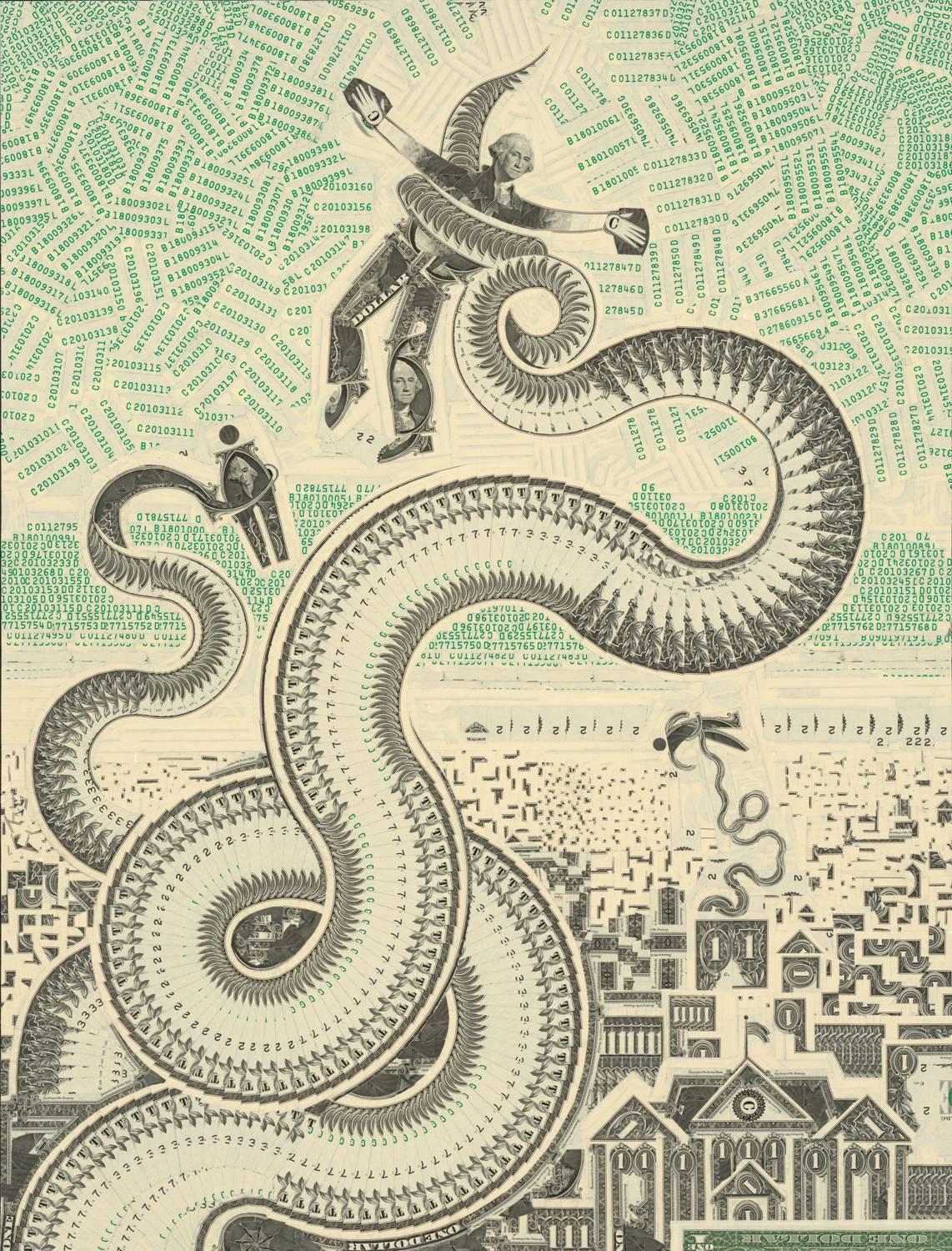 Octopi Wall Street - Mixed Media Art by Mark Wagner