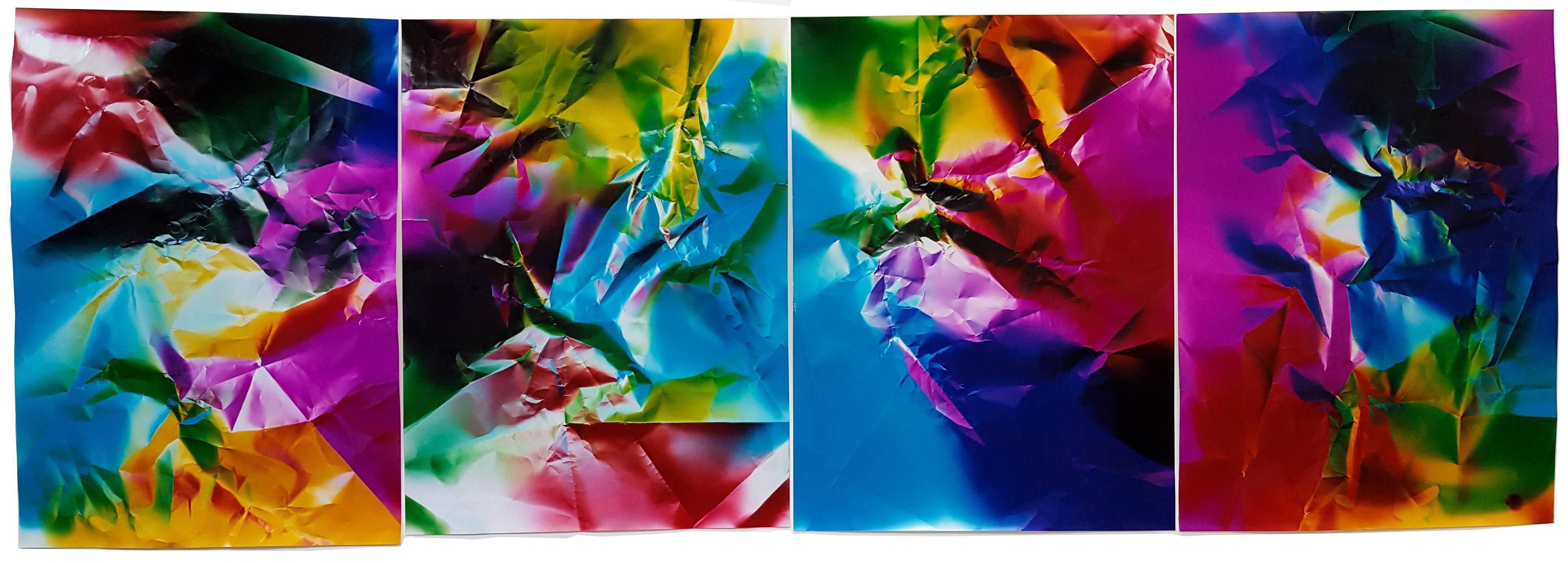 Ellen Carey Color Photograph - Dings and Shadows (4 panels)