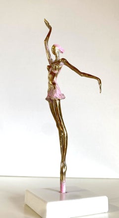 „Ballerina Rosé“ – Bronzeskulptur auf Tassos-Marmor von Aliev