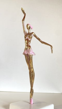 „Ballerina Rosé“ – Bronzeskulptur auf Tassos-Marmor von Aliev