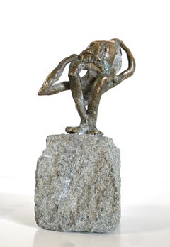 Gyunay Aliev, « Politique », sculpture figurative originale en bronze sur grès, 1997