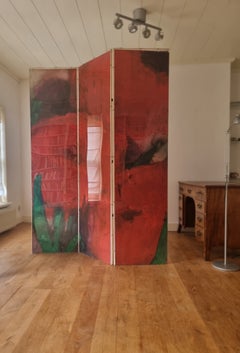 Grande divisorio astratto - Guazzo su carta, legno e perspex