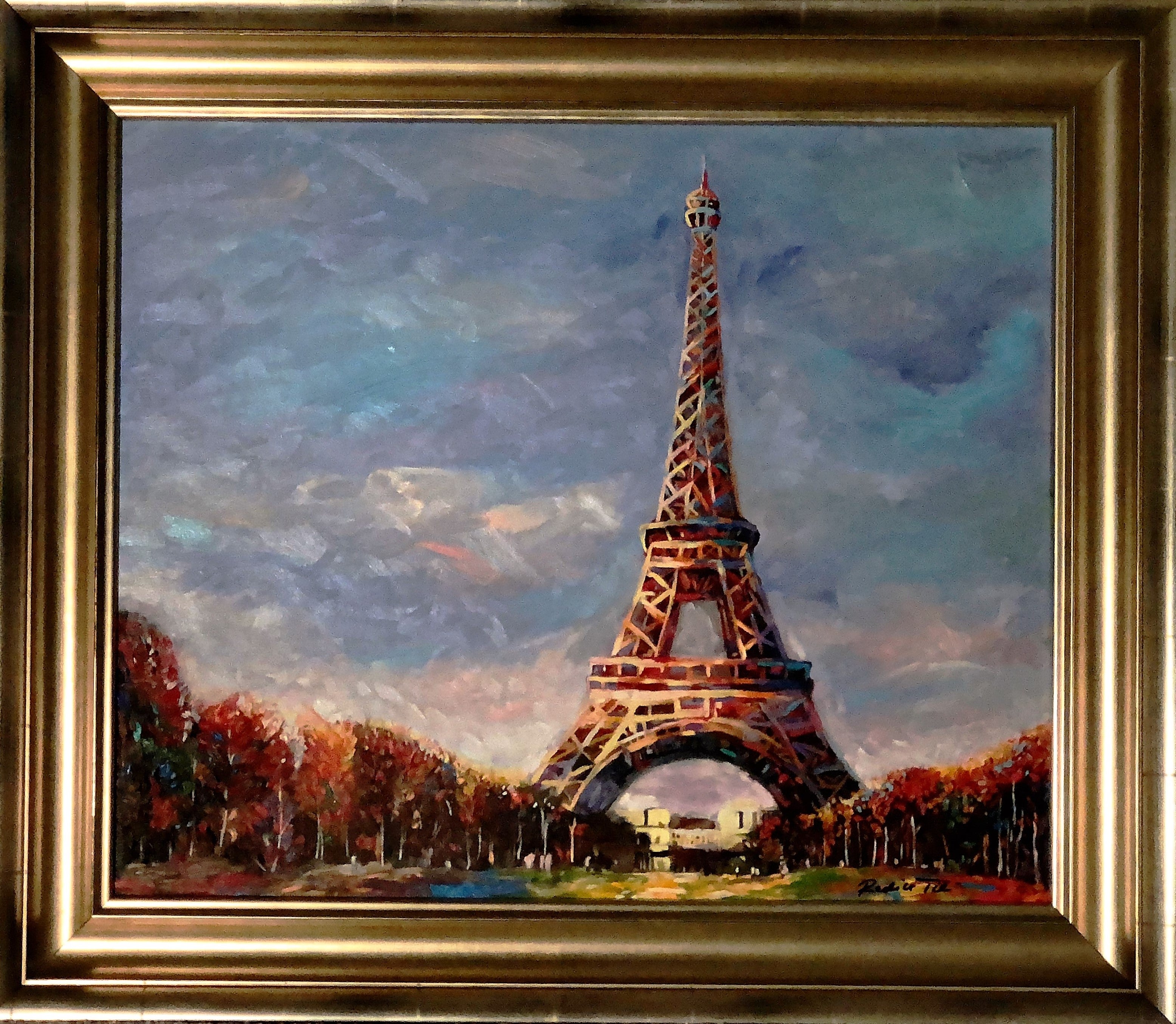 Redina Tily Eiffel Tower Original Oil On Canvas Painting By