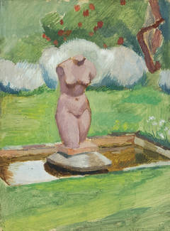 The Garden at Charleston; Small Pond with Classical Torso