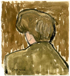 Back View of Woman in Brown, Bust Length