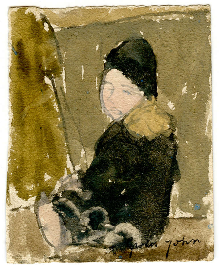 Little Girl with Hat, Seated in Church - Art by Gwen John