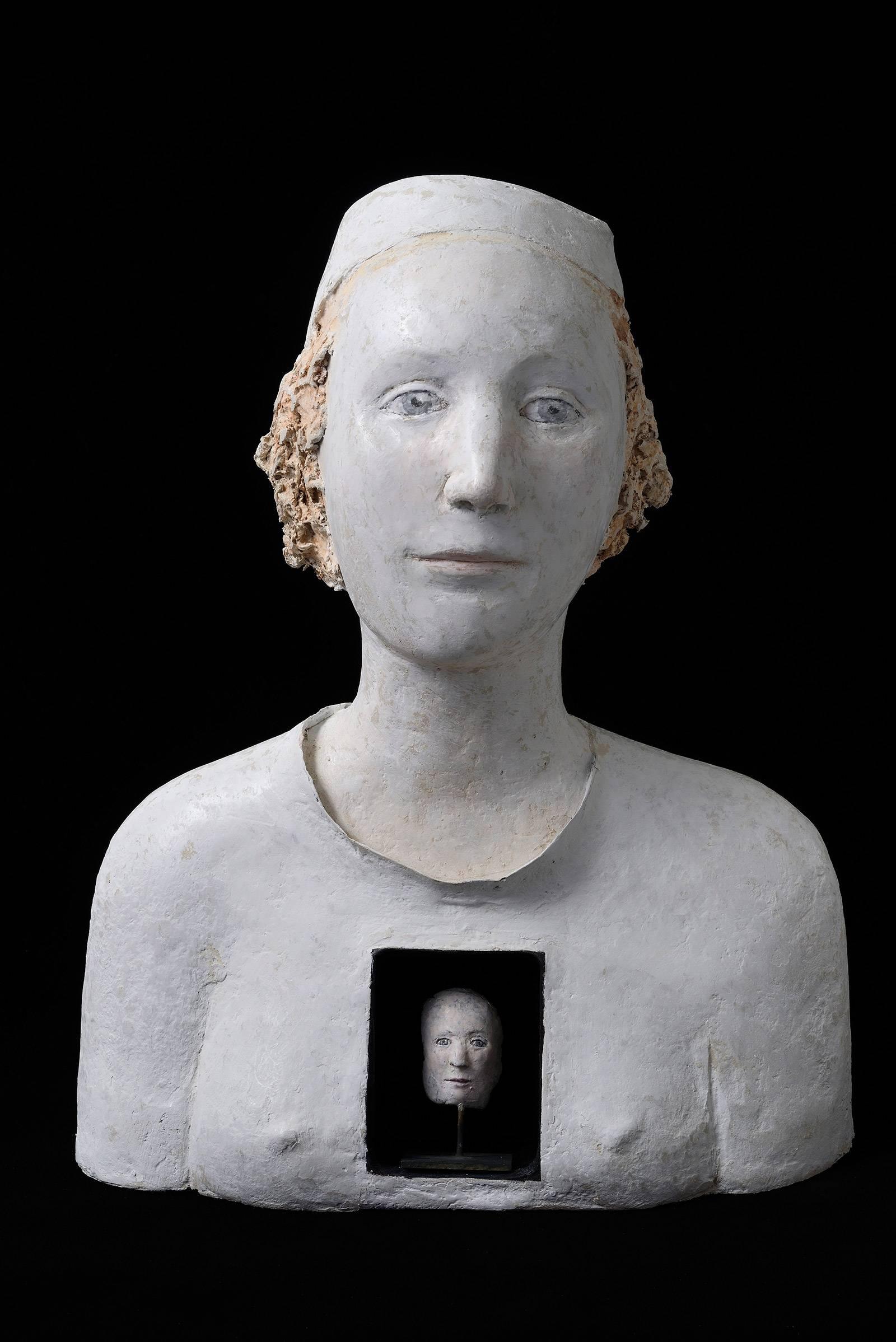 Buste Reliquaire Avec Tete D'homme - Sculpture by Agnes Baillon