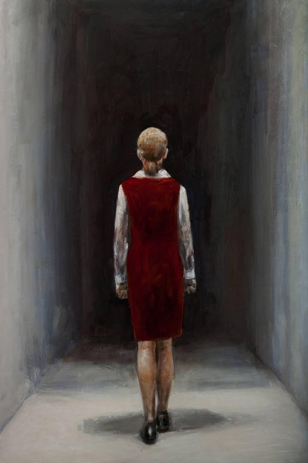 Das rote Kleid (the Red Dress) - Painting by Goran Djurovic