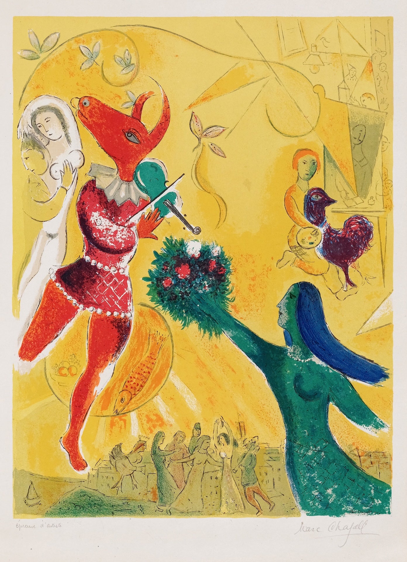 Marc Chagall
Vitebsk 1887 – 1985 Saint Paul de Vence
LA DANSE
1951
For *Derrière le Miroir*
Color lithograph on paper, 37 x 28 cm
Signed in pencil lower right

Artist’s proof, marked in pencil lower left
Mourlout Editeur, Paris