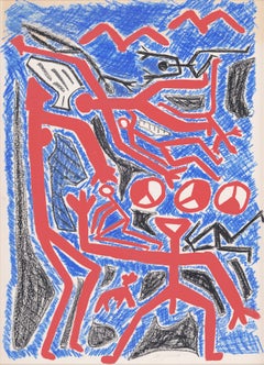 A. R. PENCK - "Red and Black Man on Blue"